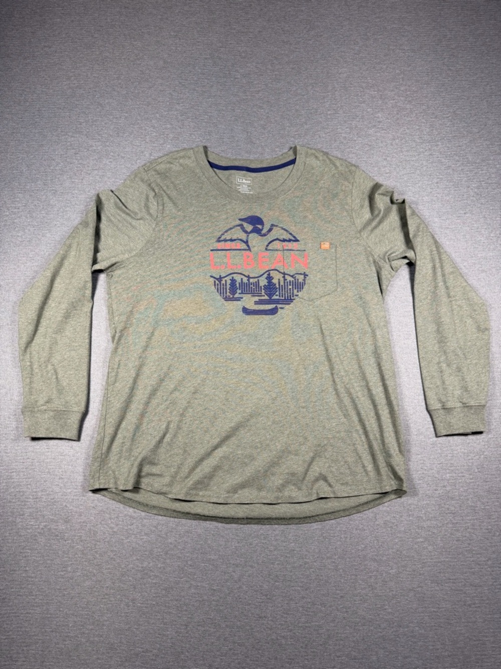 L.L. Bean Olive Green Long Sleeve Graphic Tee